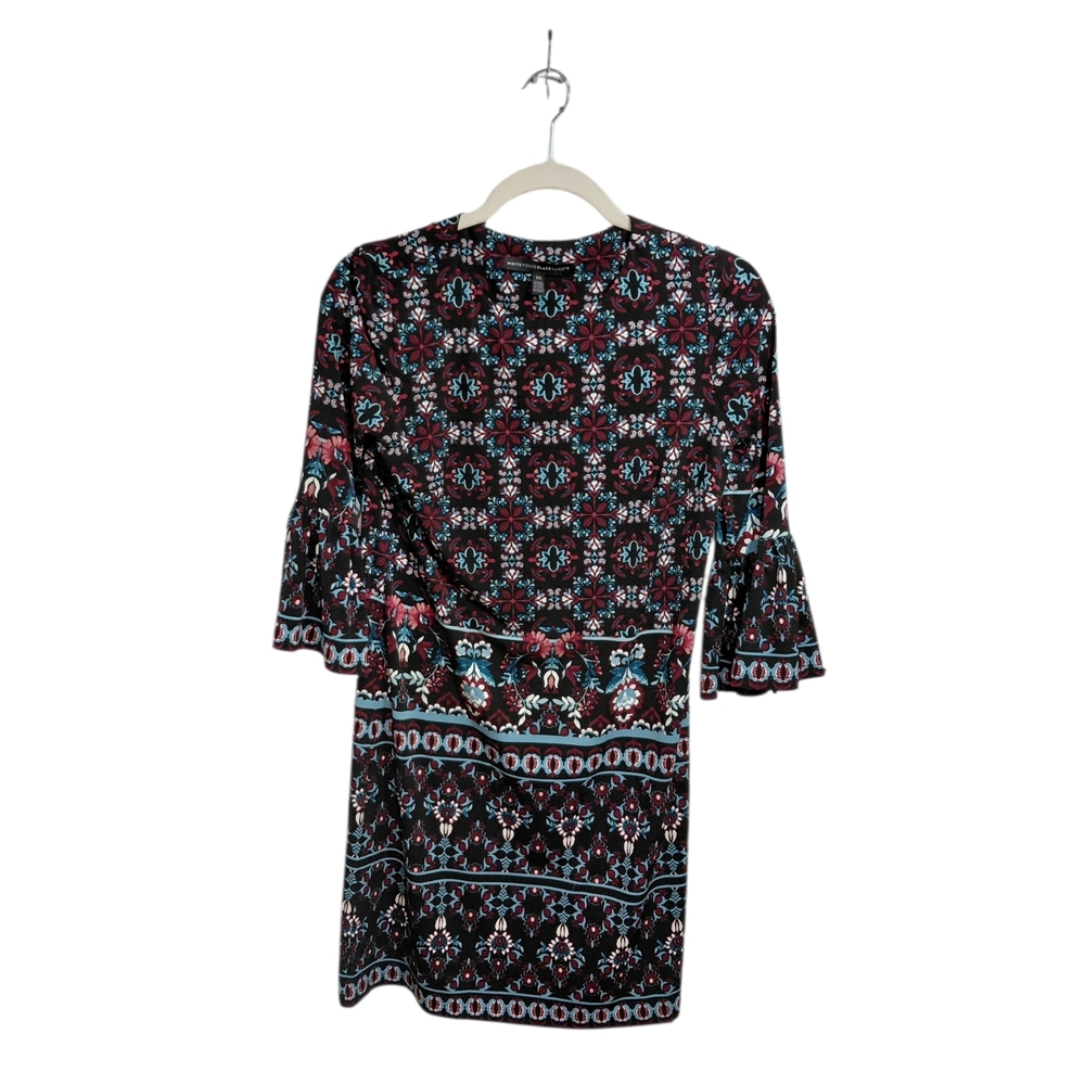White House Black Market Black Floral Long Sleeve Dress